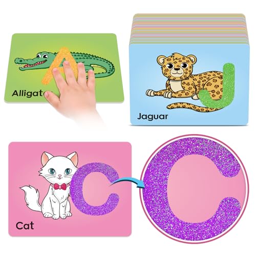 Broytain Sandpaper Letters Cards for Toddlers 3Word GamesSpeech Therapy Toys for 3 4 5Sensory Products Educational Flash CardsLearn Animals and Others - Image 1
