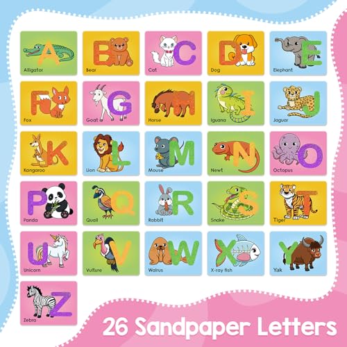 Broytain Sandpaper Letters Cards for Toddlers 3Word GamesSpeech Therapy Toys for 3 4 5Sensory Products Educational Flash CardsLearn Animals and Others - Image 5