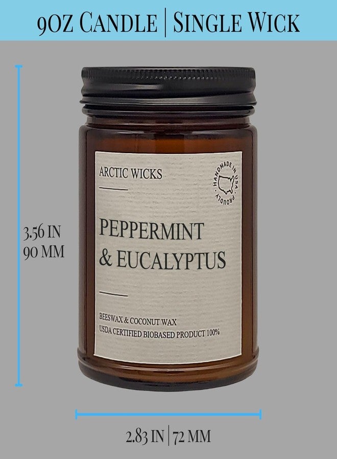 Arctic Wicks شمعة النعناع والأوكالبتوس من آركتيك ويكس | مرطبان كهرماني 9 أونصة | شموع معطرة مصنوعة يدويًا من شمع العسل وجوز الهند الطبيعي من آركتيك ويكس | هدية مثالية لمحبي المنتجعات الصحية، غير سامة، معتمدة 100% من مصادر حيوية معتمدة من وزارة الزراعة الأمريكية - Image 2
