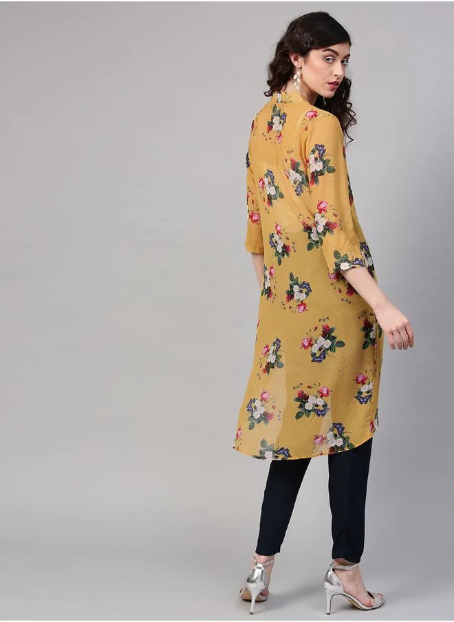 SASSAFRAS Floral Print Open Front Shrug by Styli