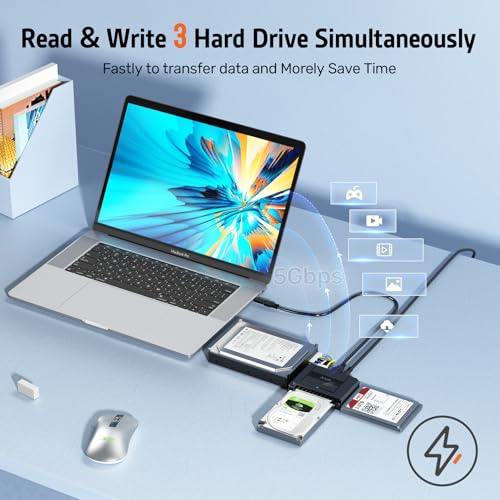ALXUM محول SATA إلى USB 3.0 - قارئ محرك الأقراص الخارجي محول استرداد للقرص الصلب العالمي 2.5" 3.5" HDD SSD محرك بصري، مجموعة نقل محول القرص الصلب SATA IDE 2.5/3.5 بوصة متضمنة طاقة 12V 2A - Image 2