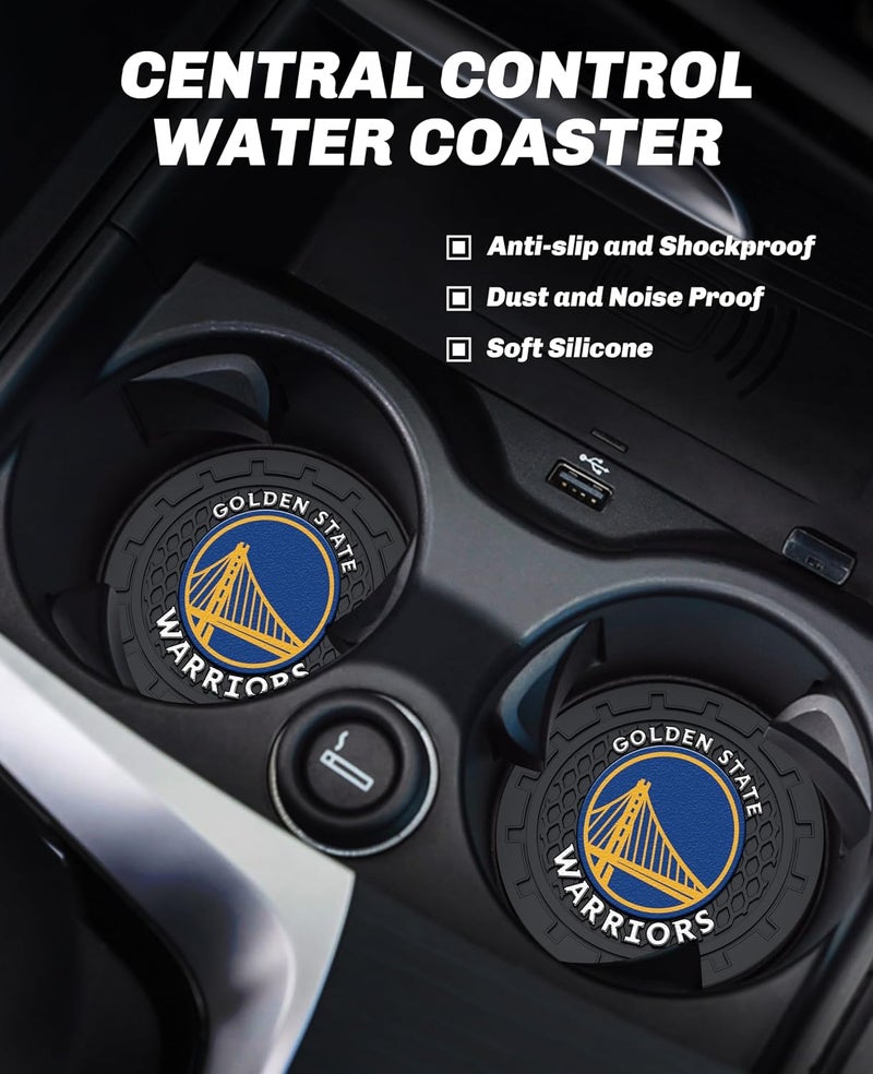 EMIJOY Warriors Car Cup Holder Coasters,GS Warriors Car Cup Coasters for Cup Holder,2pc Car Cup Holder Insert,Basketball Stuffs for Cars,Anti-Split Dust Proof Car Cup Mat,Silicon Car Coasters,2.75'' - Image 2