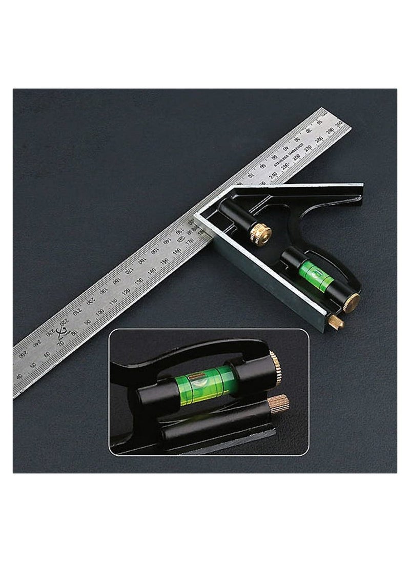 Generic Combination Angle Ruler, 300MM Combination Square Angle Ruler Stainless Steel Multi Function Measuring Tool About 0.35Kg  - Image 5