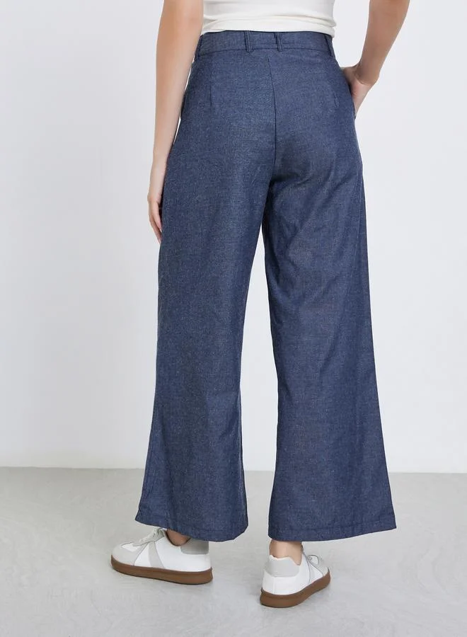 Styli Styli Mid Rise Wide Leg Jeans with Drawstring