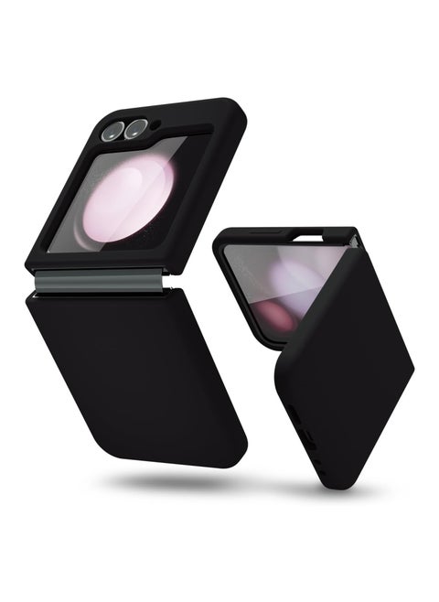 Liquid Silicone Case for Samsung Galaxy Z Flip6 5G Slim Case for Women, Soft Gel Rubber Ultra Thin Cases Silky Touch Anti-Scratch Shockproof Protective Cover for Samsung Z Flip 6 5G (Black)