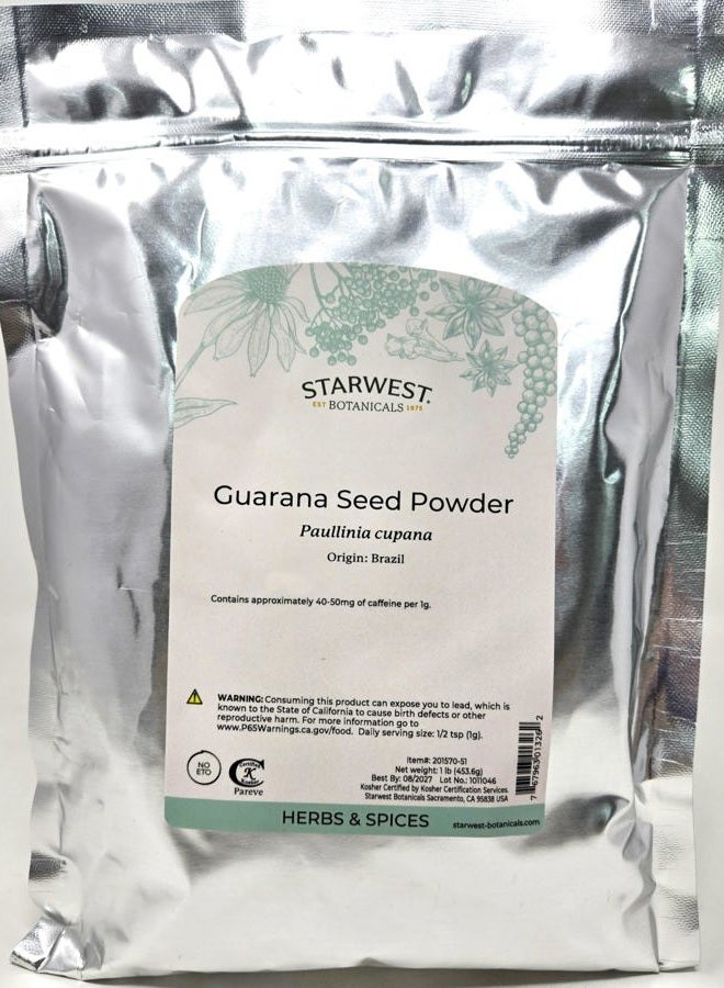 Starwest Botanicals Guarana Seed Powder, 1 Pound - Image 1