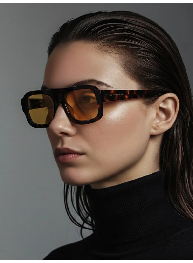 Finch County DUNE-Havana ACETATE FLAT TOP SUNGLASSES FOR MEN & WOMEN From FINCH COUNTY WITH UV- 400 PROTECTION  | Best Price UAE