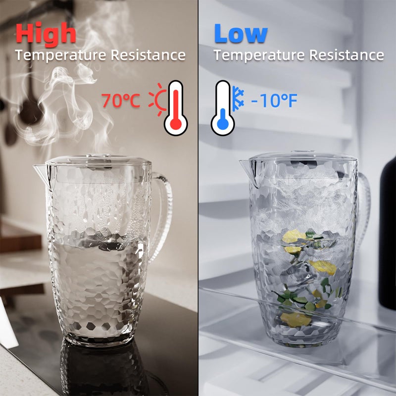 Blwan 84 oz Crystal-Clear Pitcher with 4 Tumblers Set, BPA-Free Food-Grade Jug with 3-Position Lid & Spout â€“ Large Beverage Pitcher for Party, Iced Tea, Lemonade, Sangria, Fridge,Clear - Image 5