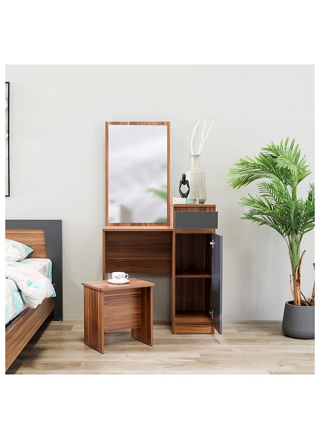 DANUBE HOME Martina Bed + Dresser And Stool Set King Size Bed Frame And Dresser Set Sturdy Modern Design Wooden Double Bedroom Set Furniture Comfortable Bedset For Bed Room Cherry  - Image 3