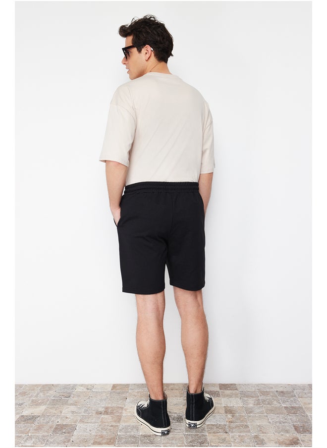 trendyol - Black Regular/Regular Fit Label Appliqué Cotton Shorts TMNSS23SR00079 - Image 1