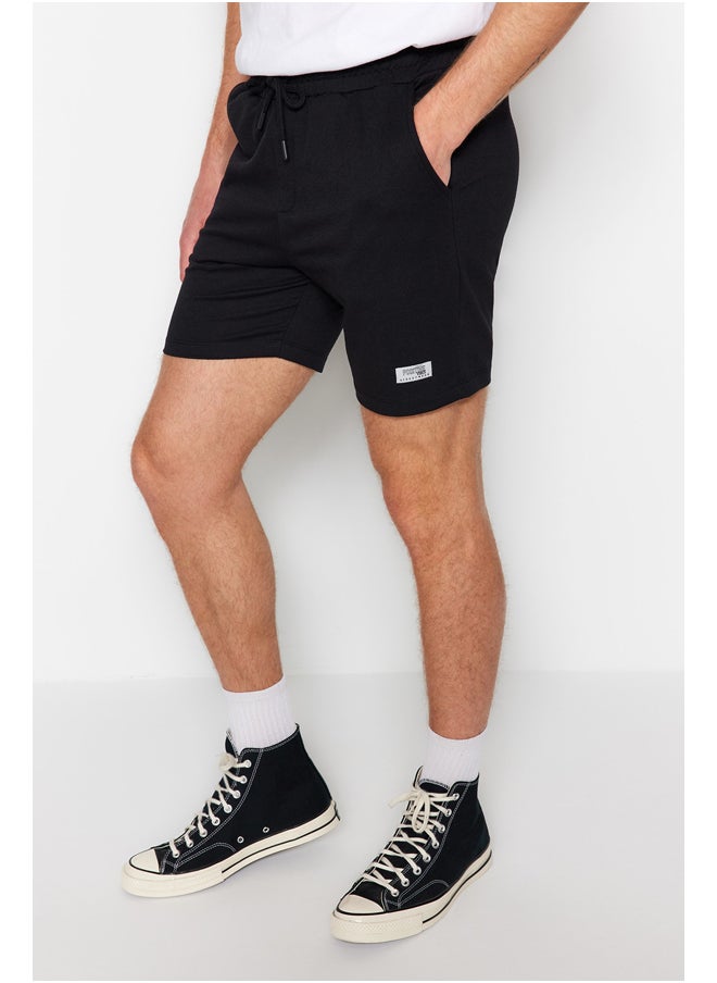 trendyol - Black Regular/Regular Fit Label Appliqué Cotton Shorts TMNSS23SR00079 - Image 1
