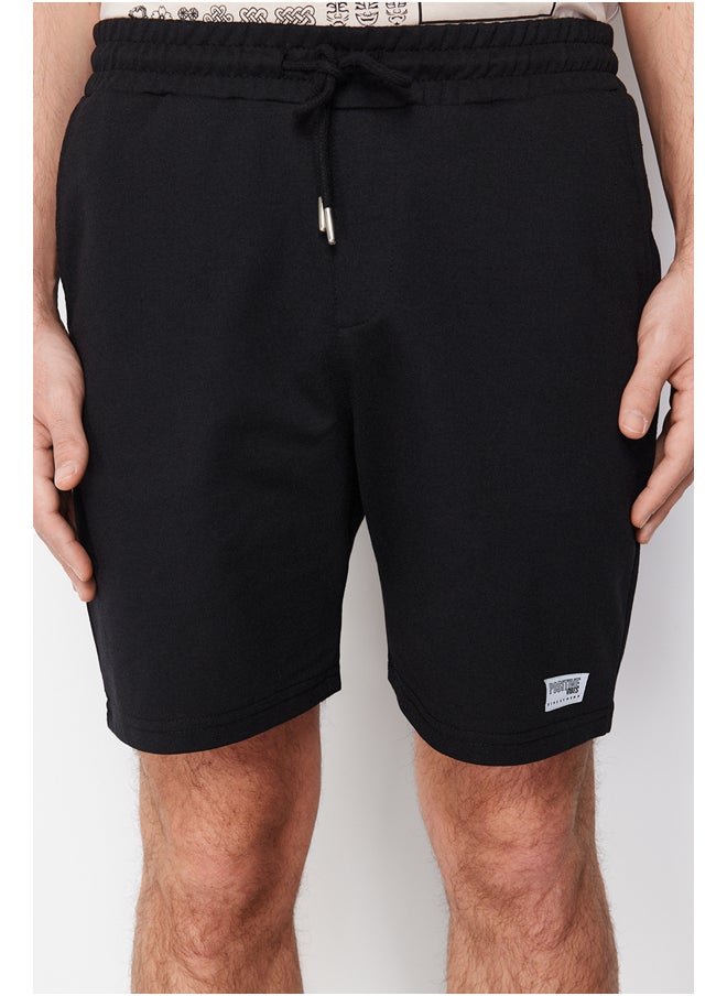 trendyol - Black Regular/Regular Fit Label Appliqué Cotton Shorts TMNSS23SR00079 - Image 1