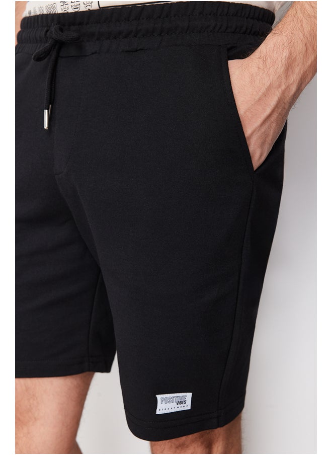 trendyol - Black Regular/Regular Fit Label Appliqué Cotton Shorts TMNSS23SR00079 - Image 1