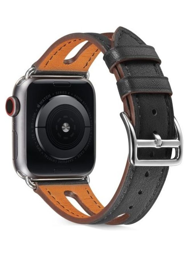 هوها سوار ساعة بديل بتصميم عرقي لسلسلة ساعات أبل 1/2/3/4/5/6/7/SE مقاس 38/40/41 مم أسود - Image 1