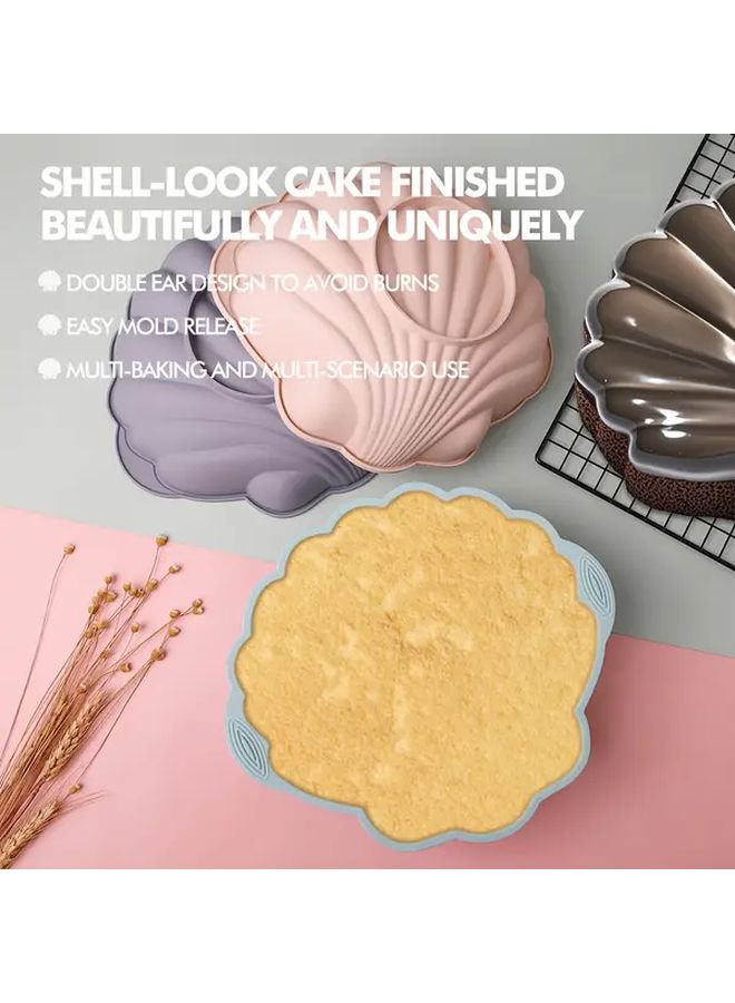 Pink Silicone Scallop Shell Cake Mold Double Ear Design Easy Release Reusable - Image 1