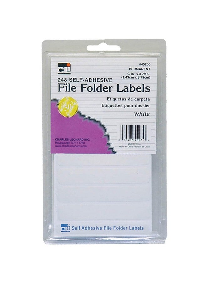 Charles Leonard File Folder Labels, Self-Adhesive, 0.56 X 3.43 Inches, White, 248-Count Box (45235)