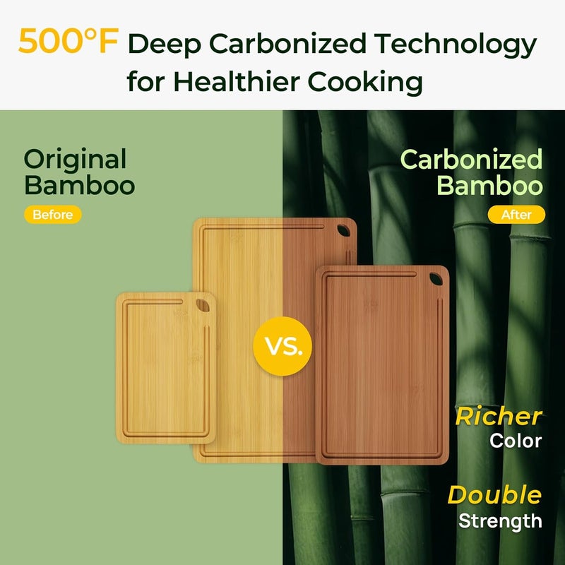keechee Bamboo Cutting Board, Durable Wood Cutting Boards for Kitchen with Deep Juice Grooves & Built-in Handles, Ideal Charcuterie & Chopping for Meat, Vegetables and Fruits Ideal Kitchen Gifts - Image 2