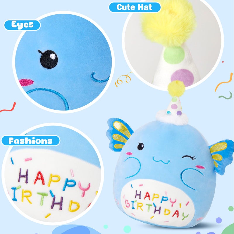 CozyWorld Light up Musical Happy Birthday Axolotl Plush Pillow LED Stuffed Animals Blue Axolotl Glowing Plush Toy Light-up Singing Plush Birthday Gift for Toddler Boys Girls 14'' - Image 4