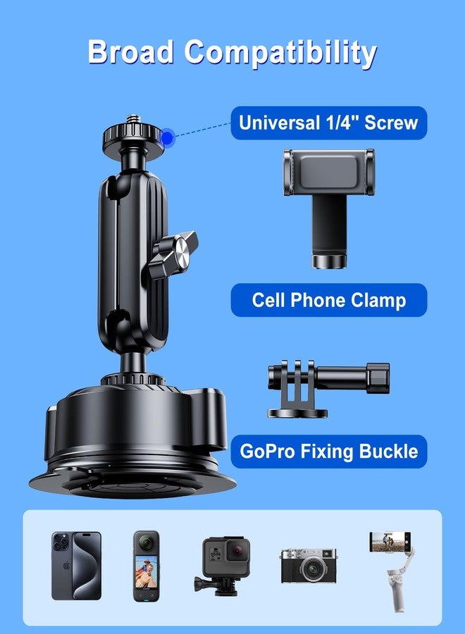 xuenair Suction Car Phone Mount Windshield,Ultra-Stable 360 Rotatable Car Phone Holder for Video Recording Sunction Mount,Car Mount for iPhone 16 Pro Max GoPro Insta 360 Camera Vlog Shooting Filming - Image 4