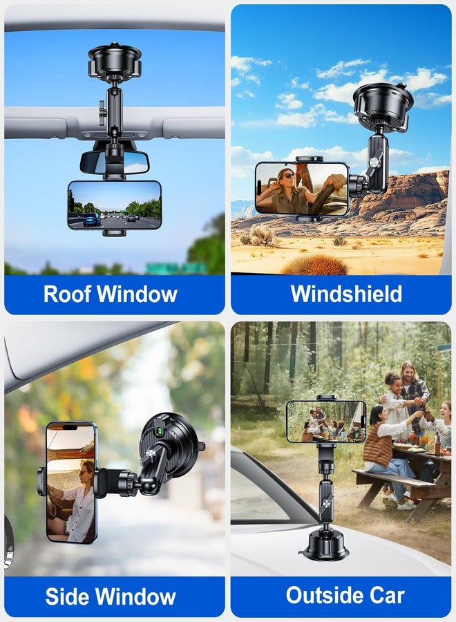 xuenair Suction Car Phone Mount Windshield,Ultra-Stable 360 Rotatable Car Phone Holder for Video Recording Sunction Mount,Car Mount for iPhone 16 Pro Max GoPro Insta 360 Camera Vlog Shooting Filming - Image 2