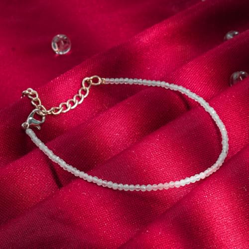 Astrotalk Clear Quartz Anklet | Master Healer Stone for Energy, Focus & Positivity | Clear Quartz Anklet for Women | Spiritual Jewellery for Women | Valentine Gift for Girlfriend - Image 2