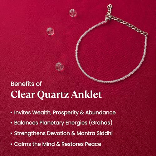 Astrotalk Clear Quartz Anklet | Master Healer Stone for Energy, Focus & Positivity | Clear Quartz Anklet for Women | Spiritual Jewellery for Women | Valentine Gift for Girlfriend - Image 3