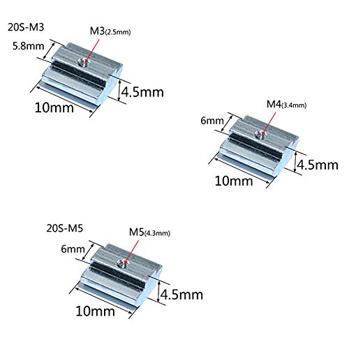 POLISI3D 100pcs 20 Series T Sliding Nut Hammer Nut Block Square Nuts M5 M4 M3 T Nuts for 2020 Aluminum Profiles T Slot 6mm (m4) - Image 4