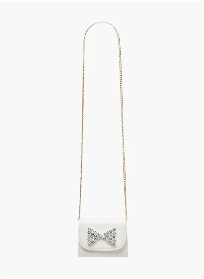 Flora Bella By Shoexpress Girls Bow Embellished Crossbody Bag With Chain Strap And Button Closure Ramadan Collection