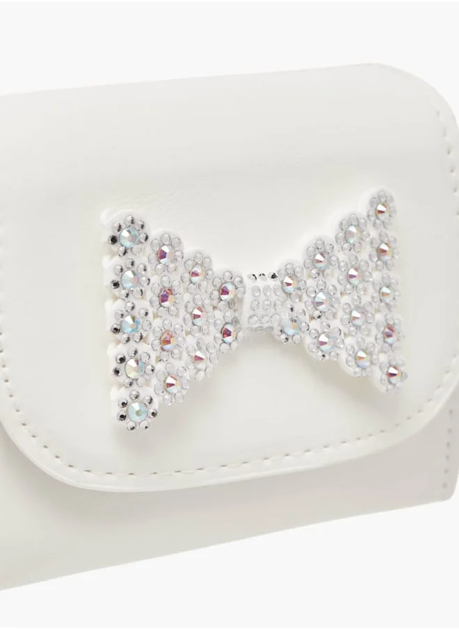 فلورا بيلا من شو إكسبرس Girls Bow Embellished Crossbody Bag With Chain Strap And Button Closure Ramadan Collection