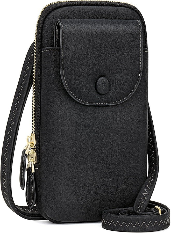 Peacocktion Black Small Crossbody Bags for Women, Cell Phone Bag Wallet Purses with Card Slots Adjustable Strap - Image 1