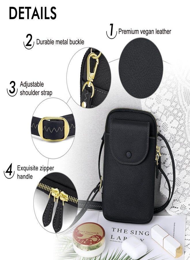 Peacocktion Black Small Crossbody Bags for Women, Cell Phone Bag Wallet Purses with Card Slots Adjustable Strap - Image 3
