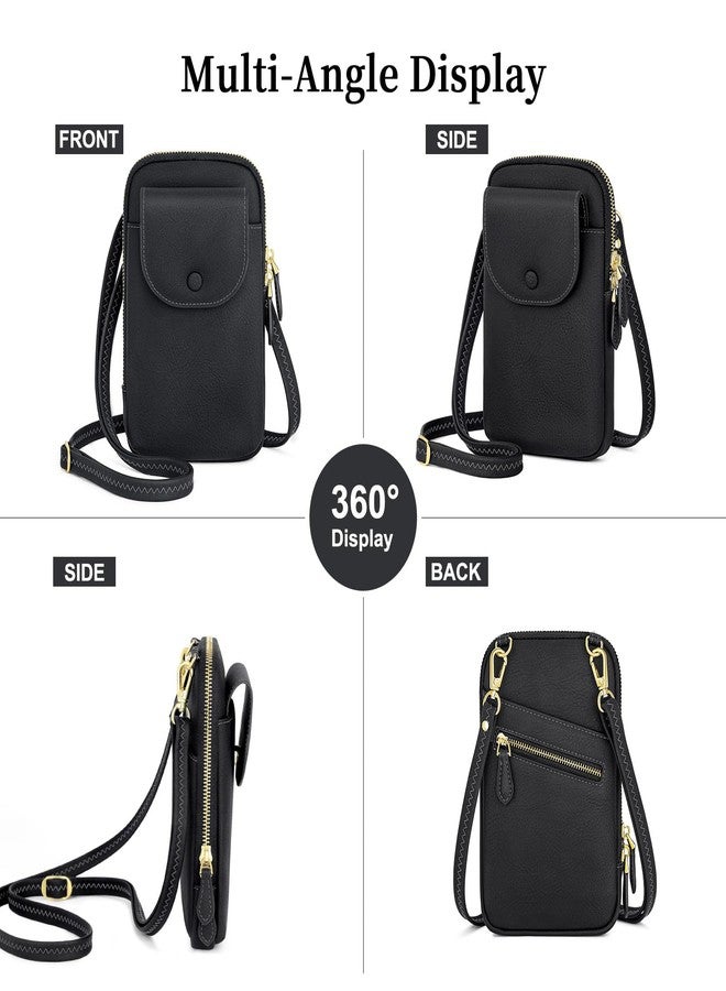 Peacocktion Black Small Crossbody Bags for Women, Cell Phone Bag Wallet Purses with Card Slots Adjustable Strap - Image 5