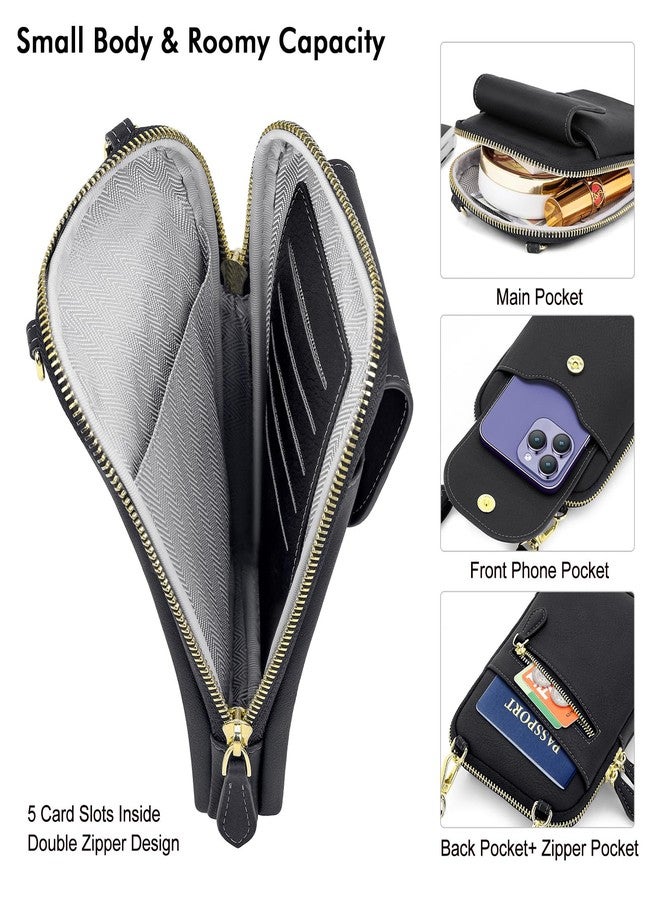 Peacocktion Black Small Crossbody Bags for Women, Cell Phone Bag Wallet Purses with Card Slots Adjustable Strap - Image 2