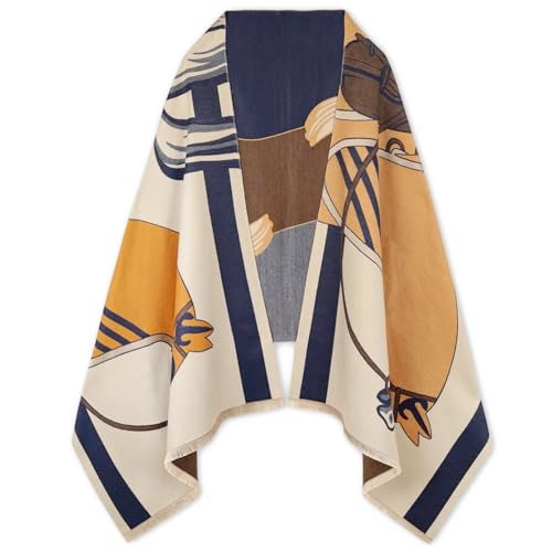EXTREE Scarfs for Women Pashmina Silky Shawl Wrap for Evening Dressing Blanket Open Front Poncho Cape - Image 1