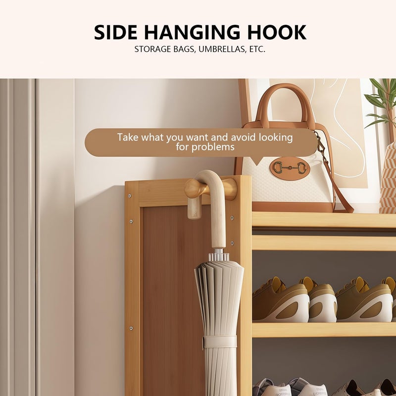 RESTSUKO 6-Tier Free Standing Shoe Racks, Shoe Rack with Cover, Bamboo Wood Shoe Rack for Entryway & Closet, Holds up to 24 Pairs of Shoes - Image 4