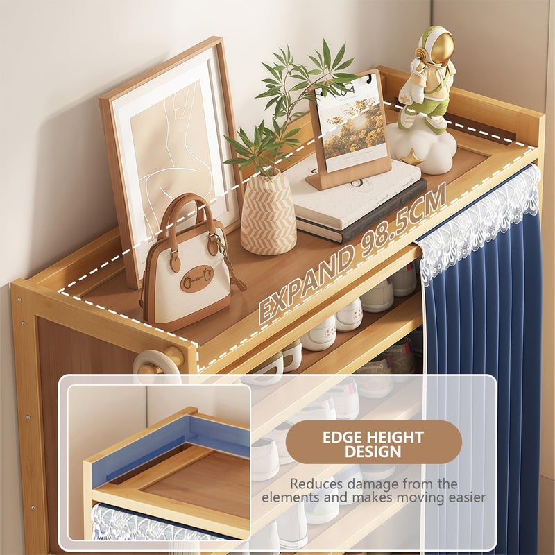RESTSUKO 6-Tier Free Standing Shoe Racks, Shoe Rack with Cover, Bamboo Wood Shoe Rack for Entryway & Closet, Holds up to 24 Pairs of Shoes - Image 3