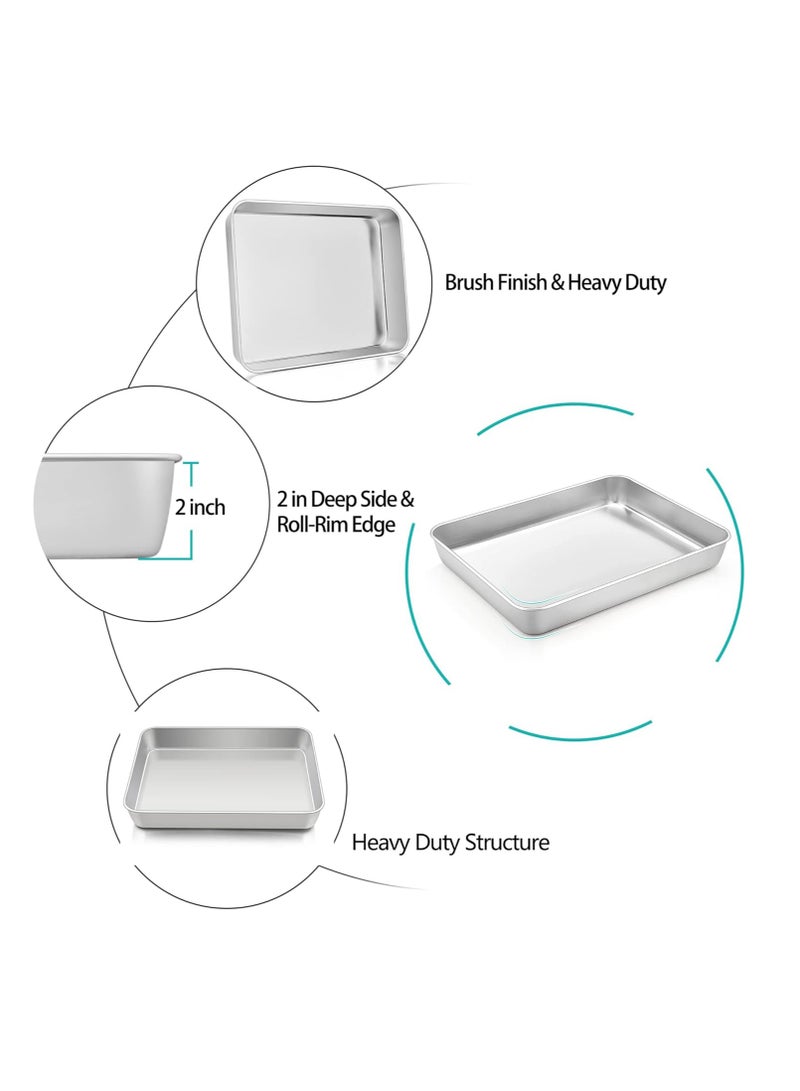 TeamFar Lasagna Pan, 12⅖’’ x 9¾’’ x 2’’, Stainless Steel Rectangular Cake Brownie Casserole Pan For Roasting Baking, Healthy & Heavy Duty, Brushed Surface & Deep Side, Dishwasher Safe - Image 3
