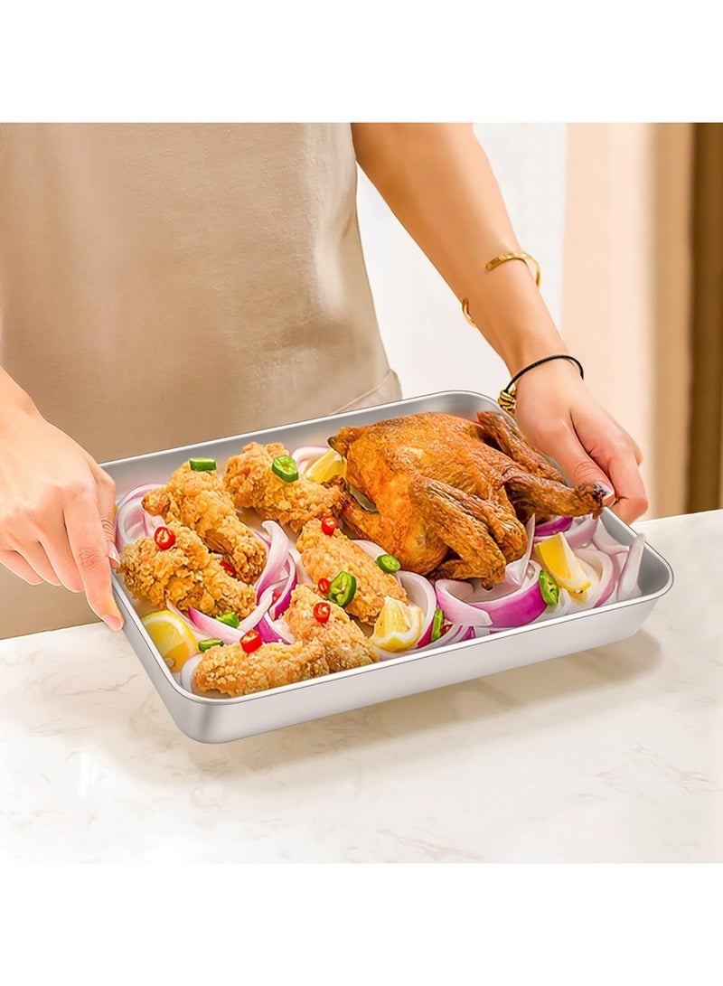 TeamFar Lasagna Pan, 12⅖’’ x 9¾’’ x 2’’, Stainless Steel Rectangular Cake Brownie Casserole Pan For Roasting Baking, Healthy & Heavy Duty, Brushed Surface & Deep Side, Dishwasher Safe - Image 5