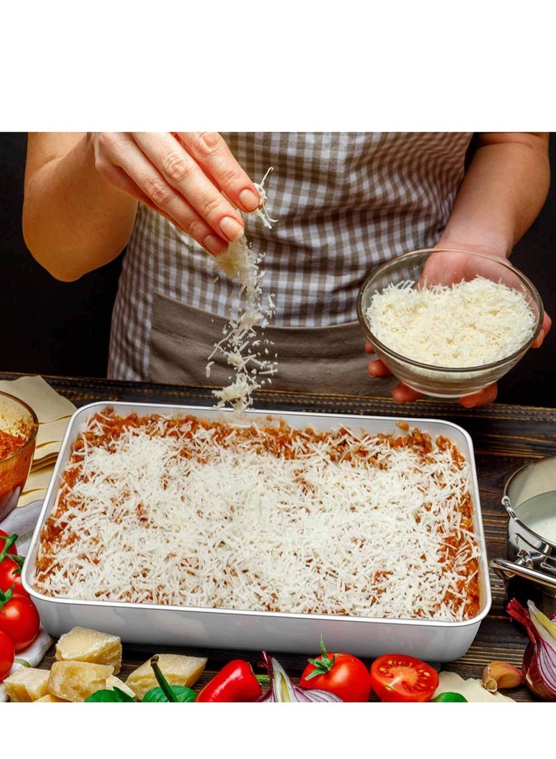 TeamFar Lasagna Pan, 12⅖’’ x 9¾’’ x 2’’, Stainless Steel Rectangular Cake Brownie Casserole Pan For Roasting Baking, Healthy & Heavy Duty, Brushed Surface & Deep Side, Dishwasher Safe - Image 4