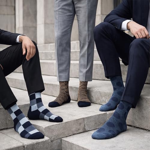 Bonjour Cotton Designer Office/Business/Formal Crew Calf Length, Multicolor Socks For Men - Pack Of 3 - Image 4