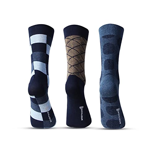 Bonjour Cotton Designer Office/Business/Formal Crew Calf Length, Multicolor Socks For Men - Pack Of 3 - Image 3