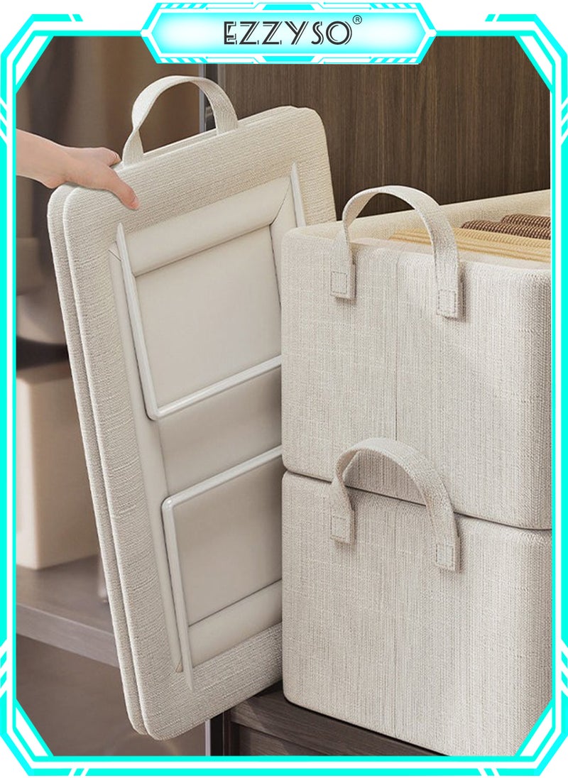 EzzySo 3pcs Wardrobe Clothes Organizer Foldable Closet Storage Organizer for Clothes Jeans Washable Closet Storage Boxes with Carrying Handles Cube Storage Bin for Home Bedroom Office 