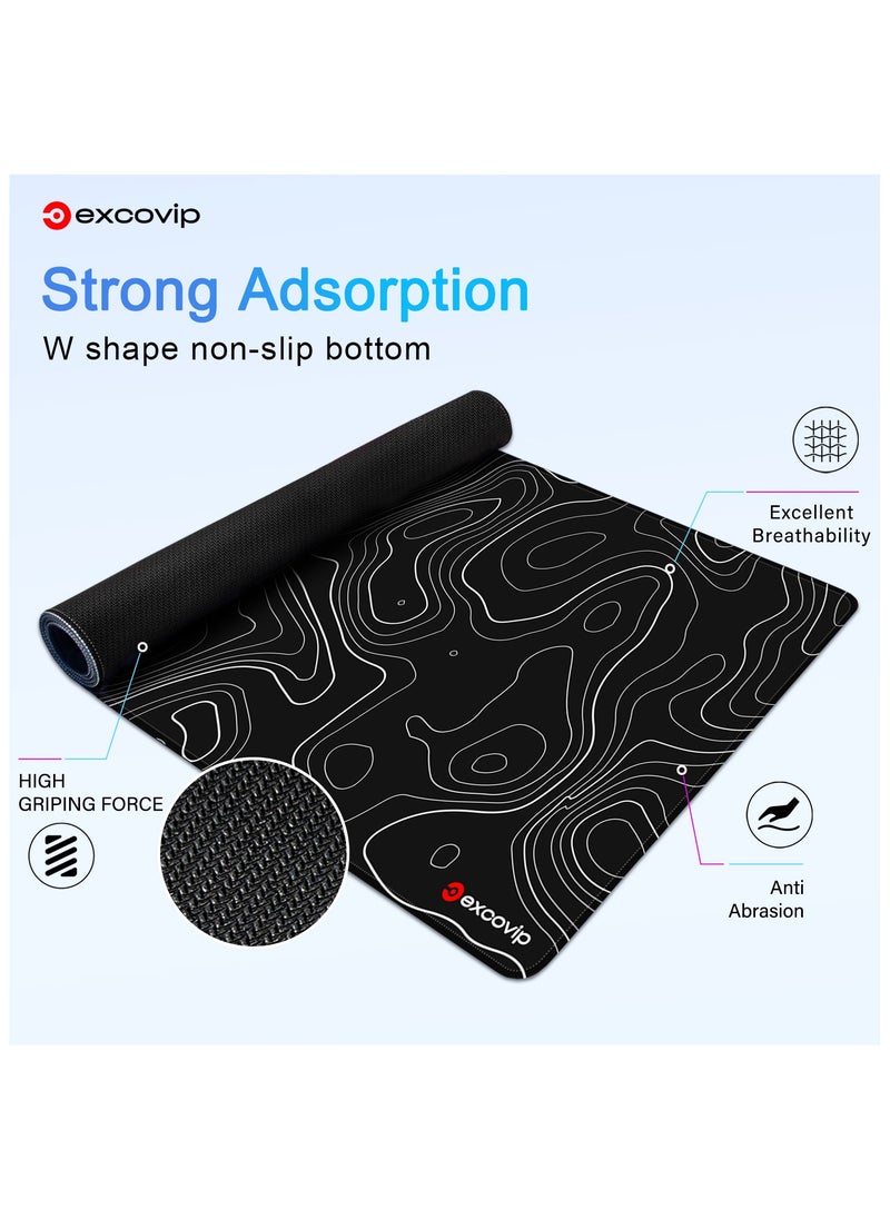 excovip - Large Gaming Mouse Pad XL,Anti-Skid Mousepad Large Keyboard Mouse Pad Desk Mat with Stitched Edges (800x300mm, Black) SA0155 - Image 1