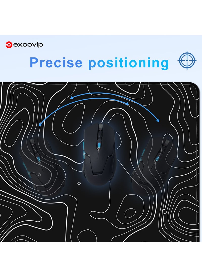 excovip - Large Gaming Mouse Pad XL,Anti-Skid Mousepad Large Keyboard Mouse Pad Desk Mat with Stitched Edges (800x300mm, Black) SA0155 - Image 1