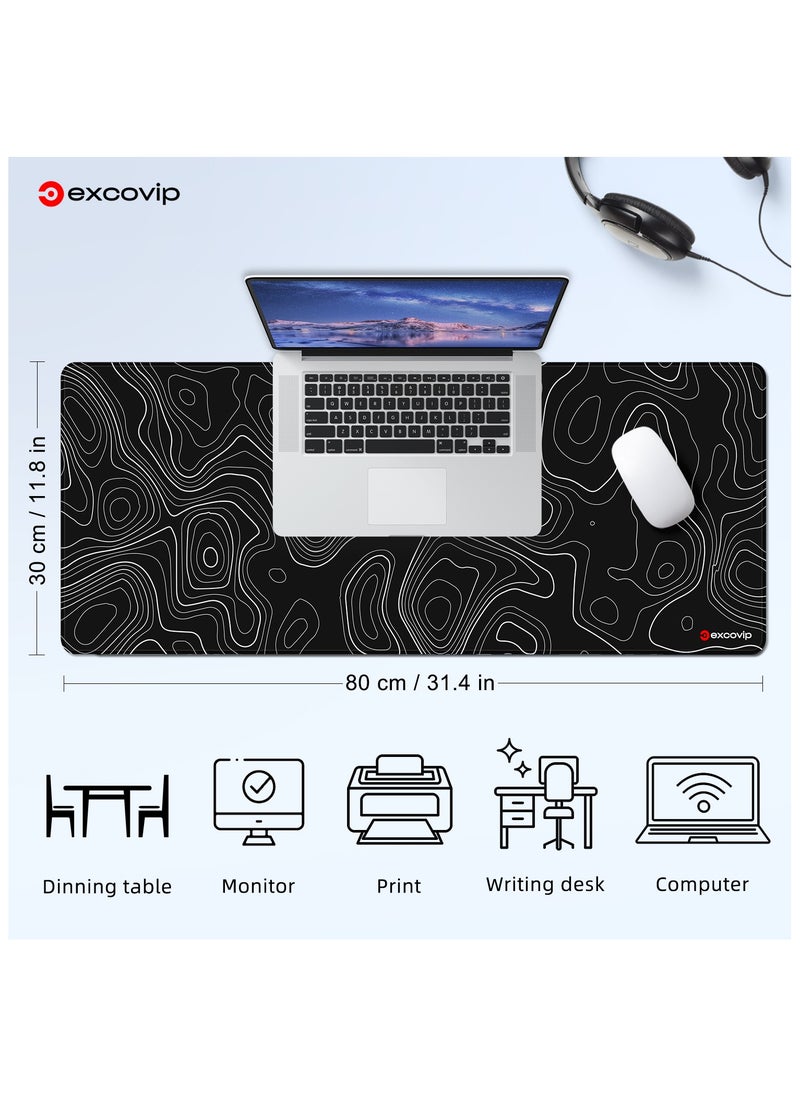 excovip - Large Gaming Mouse Pad XL,Anti-Skid Mousepad Large Keyboard Mouse Pad Desk Mat with Stitched Edges (800x300mm, Black) SA0155 - Image 1