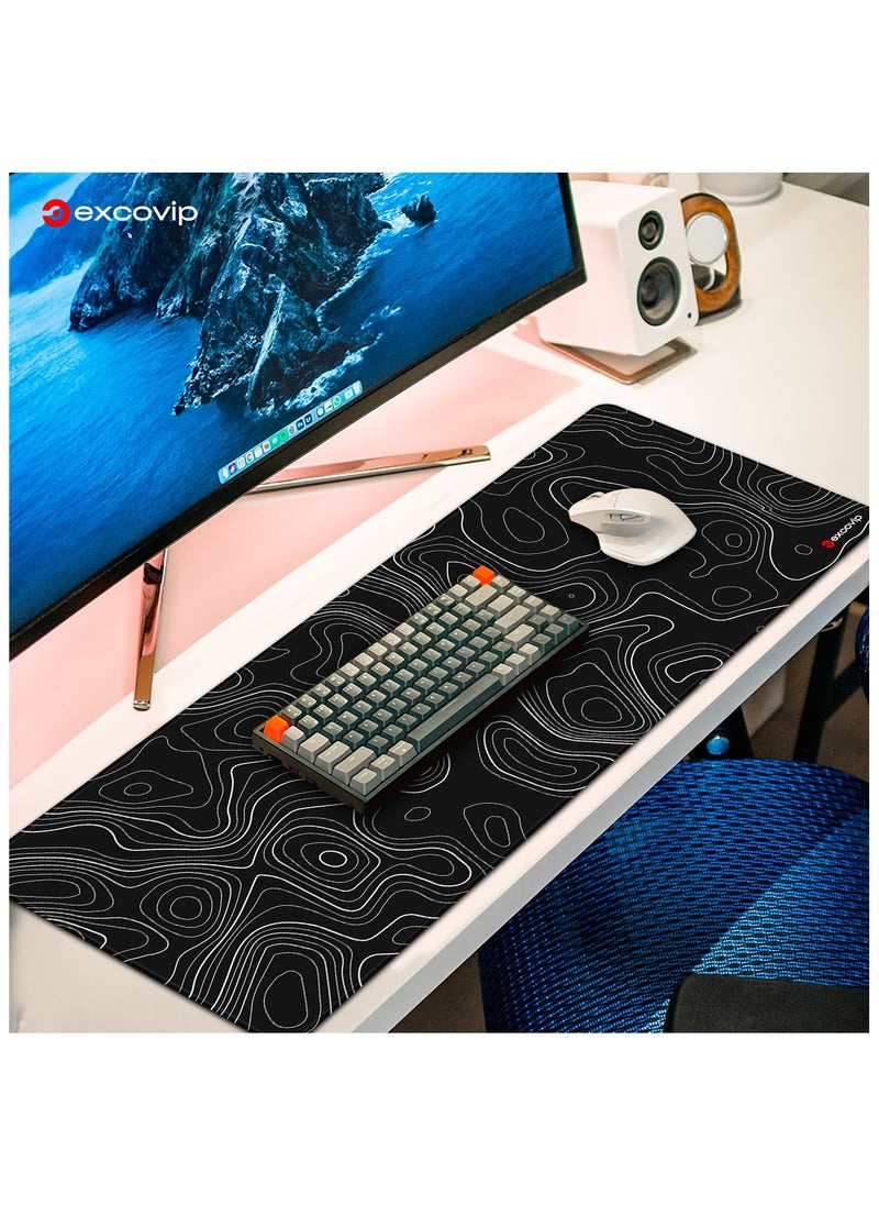 excovip - Large Gaming Mouse Pad XL,Anti-Skid Mousepad Large Keyboard Mouse Pad Desk Mat with Stitched Edges (800x300mm, Black) SA0155 - Image 1