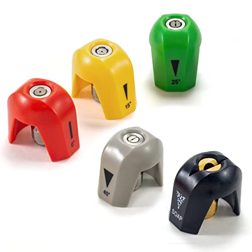 Sconva SPX3000-TPS Quick-Connect Spray Tips for Sun Joe SPX 3000 Series Pressure Washer Nozzle Set (0 Degree, 15 Degree, 25 Degree, 40 Degree, Soap) - 5Pcs - Image 1