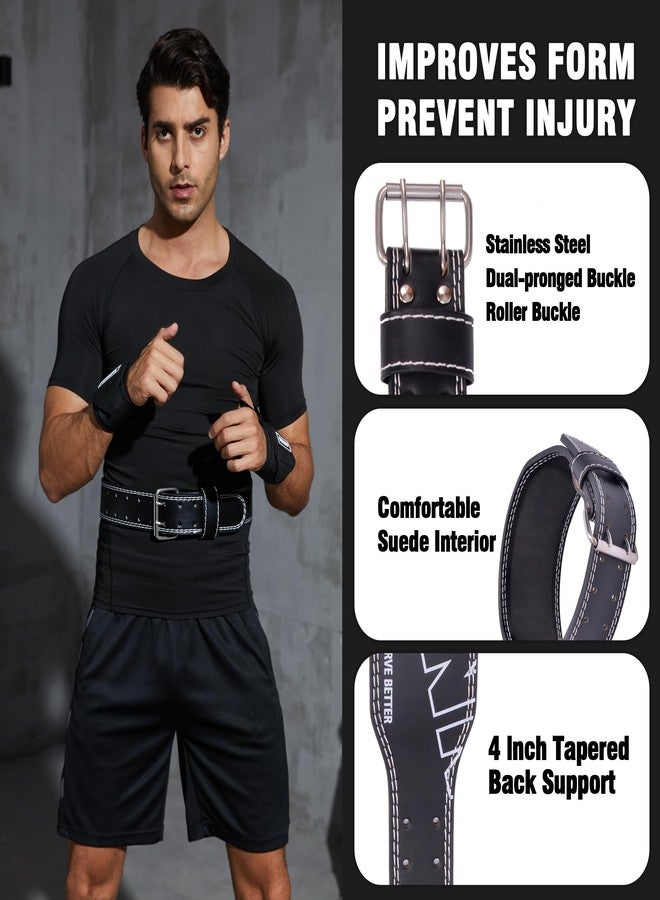 GurZinn Weight Lifting Belt and Wrist Straps, Weightlifting Belt for Women with 4 inch Padded Lumbar Support Belt for Weightlifting, Deadlift, Strength Training, Powerlifting & Squats Exercise(A-Black/S) - Image 3