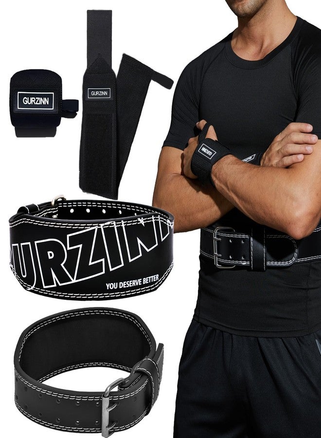 GurZinn Weight Lifting Belt and Wrist Straps, Weightlifting Belt for Women with 4 inch Padded Lumbar Support Belt for Weightlifting, Deadlift, Strength Training, Powerlifting & Squats Exercise(A-Black/S) - Image 1