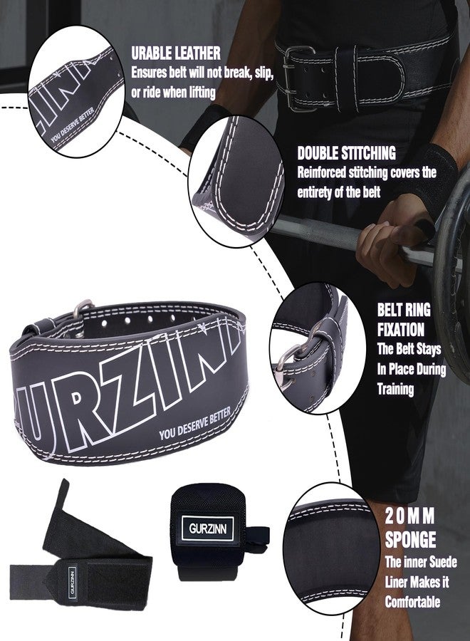 GurZinn Weight Lifting Belt and Wrist Straps, Weightlifting Belt for Women with 4 inch Padded Lumbar Support Belt for Weightlifting, Deadlift, Strength Training, Powerlifting & Squats Exercise(A-Black/S) - Image 2